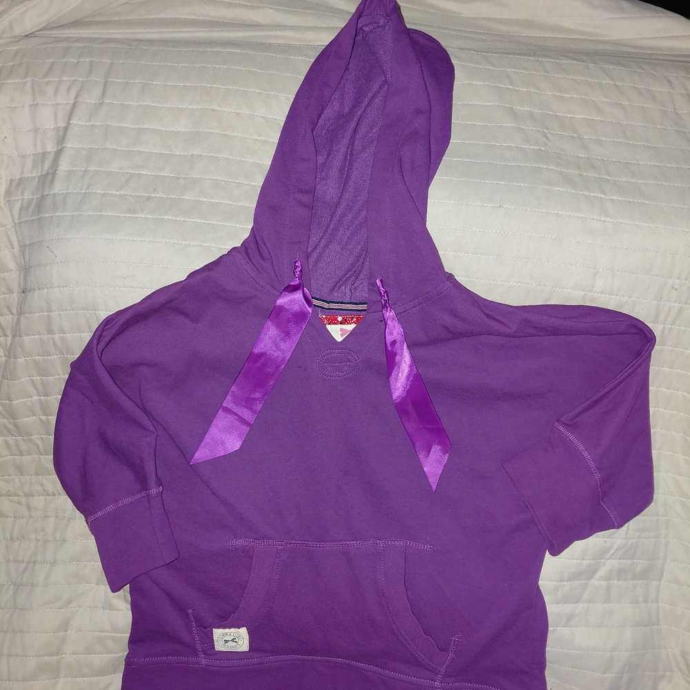 Tommy Hilfiger Purple Hooded Sweatshirt with Satin Drawstrings
